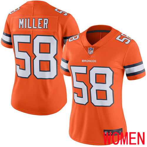 Women Denver Broncos 58 Von Miller Limited Orange Rush Vapor Untouchable Football NFL Jersey